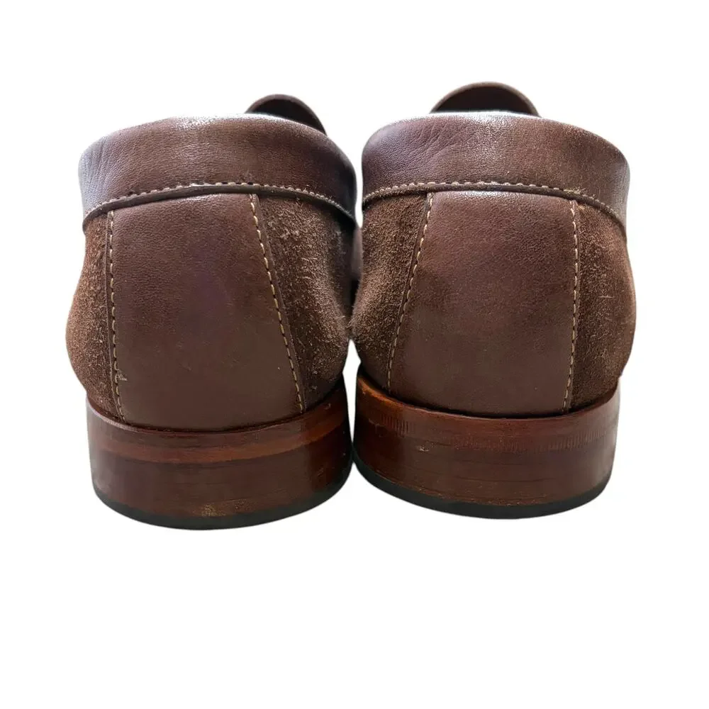 Johnston & Murphy Danbury Skeepskin Suede Penny Loafers Men's Sz 8.5 Brown